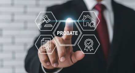 A person managing probate and property-related legal processes through digital interface