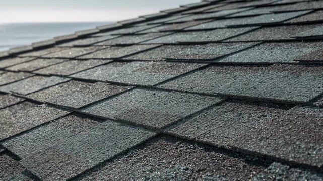 Medium shot of shingles coated with zincinfused granules designed for coastal environments highlighting durability against salty air and algae buildup.