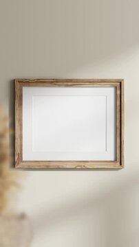 Minimalist 30x40 Frame Mockup, Motion Background, Poster Frame Video Mockup, Wooden Blank Frame On the Wall, Poster Mockup