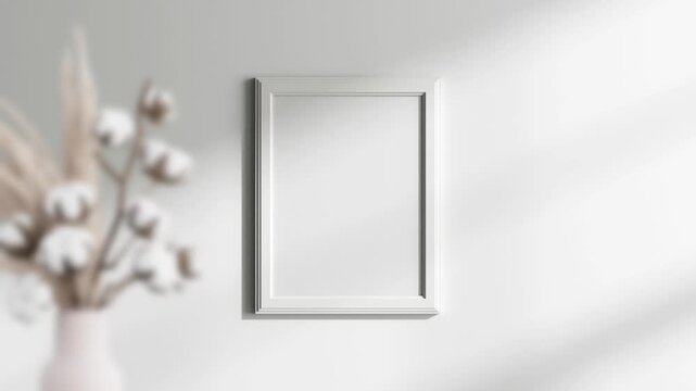 Minimalist 30x40 Frame Mockup, Motion Background, Poster Frame Video Mockup, Wooden Blank Frame On the Wall, Poster Mockup