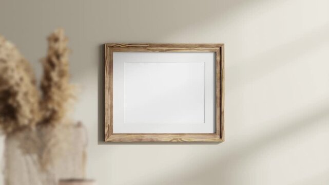 Minimalist 30x40 Frame Mockup, Motion Background, Poster Frame Video Mockup, Wooden Blank Frame On the Wall, Poster Mockup
