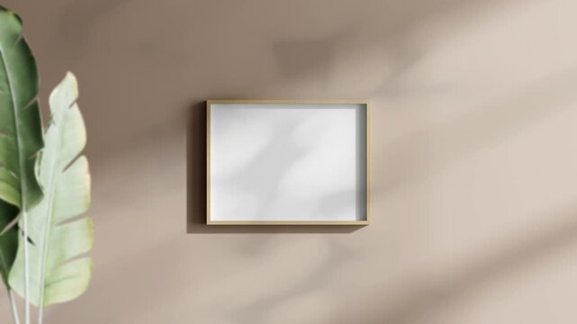 Minimalist 30x40 Frame Mockup, Motion Background, Poster Frame Video Mockup, Wooden Blank Frame On the Wall, Poster Mockup