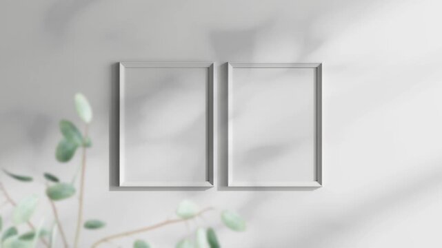 Minimalist 30x40 Frame Mockup, Motion Background, Poster Frame Video Mockup, Wooden Blank Frame On the Wall, Poster Mockup