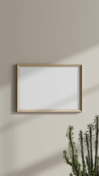 Minimalist 30x40 Frame Mockup, Motion Background, Poster Frame Video Mockup, Wooden Blank Frame On the Wall, Poster Mockup