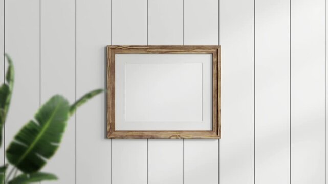 Minimalist 30x40 Frame Mockup, Motion Background, Poster Frame Video Mockup, Wooden Blank Frame On the Wall, Poster Mockup