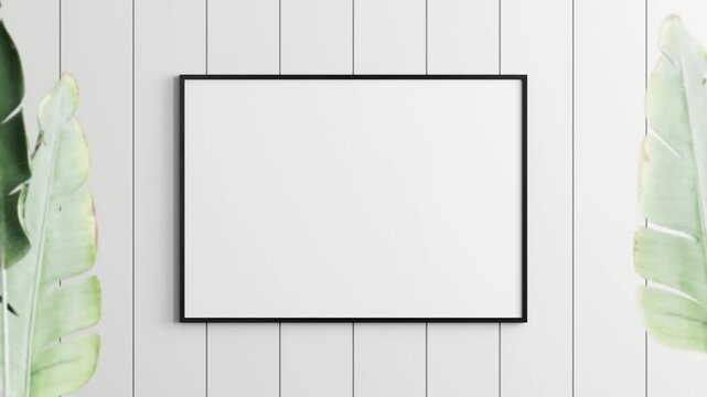 Minimalist A1, A2, A3, A4 Frame Mockup, Motion Background, A ISO Poster Frame Video Mockup, Wooden Blank Frame On the Wall, Poster Mockup