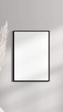 Minimalist A1, A2, A3, A4 Frame Mockup, Motion Background, A ISO Poster Frame Video Mockup, Wooden Blank Frame On the Wall, Poster Mockup
