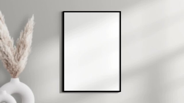 Minimalist A1, A2, A3, A4 Frame Mockup, Motion Background, A ISO Poster Frame Video Mockup, Wooden Blank Frame On the Wall, Poster Mockup