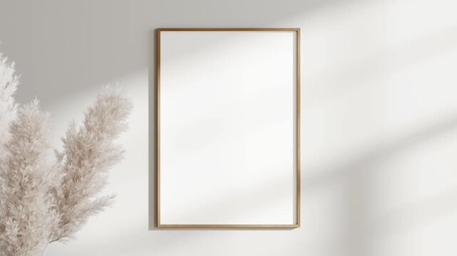 Minimalist A1, A2, A3, A4 Frame Mockup, Motion Background, A ISO Poster Frame Video Mockup, Wooden Blank Frame On the Wall, Poster Mockup