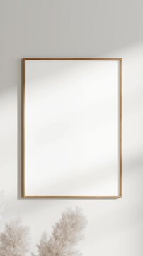 Minimalist A1, A2, A3, A4 Frame Mockup, Motion Background, A ISO Poster Frame Video Mockup, Wooden Blank Frame On the Wall, Poster Mockup