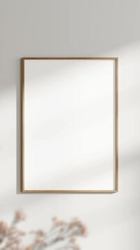 Minimalist A1, A2, A3, A4 Frame Mockup, Motion Background, A ISO Poster Frame Video Mockup, Wooden Blank Frame On the Wall, Poster Mockup