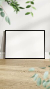 Minimalist A1, A2, A3, A4 Frame Mockup, Motion Background, A ISO Poster Frame Video Mockup, Wooden Blank Frame On the Wall, Poster Mockup