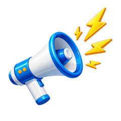 Vibrant megaphone with lightning bolts for impactful announcements