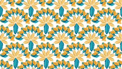 Seamless tropical leaves pattern design in vector. Hand draw exotic leaves pattern. Abstract background © akın demirci