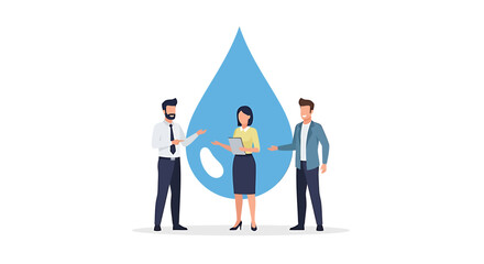 Fototapeta premium Business Professionals Discussing Water Conservation. Vector Illustrations. EPS Editable