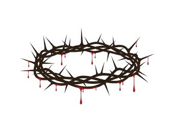 Fototapeta premium A crown of thorns with red droplets symbolizing suffering and sacrifice.