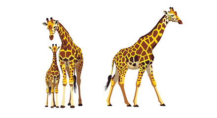 Obraz premium Giraffe Family Illustration on White Background. Vector Illustrations. EPS Editable