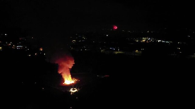 Ancient tradition of epiphany fires in Friuli. Pignarul and fireworks
