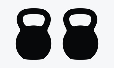 Fototapeta premium Two black kettlebells for fitness and strength training exercises