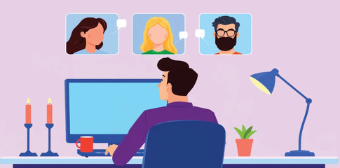 Remote Work and Virtual Collaboration Illustration