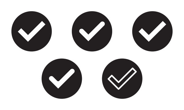 The check marks icon set. It includes approved, yes, right, accept, and more icons. Vector illustration sign. EPS 10.
