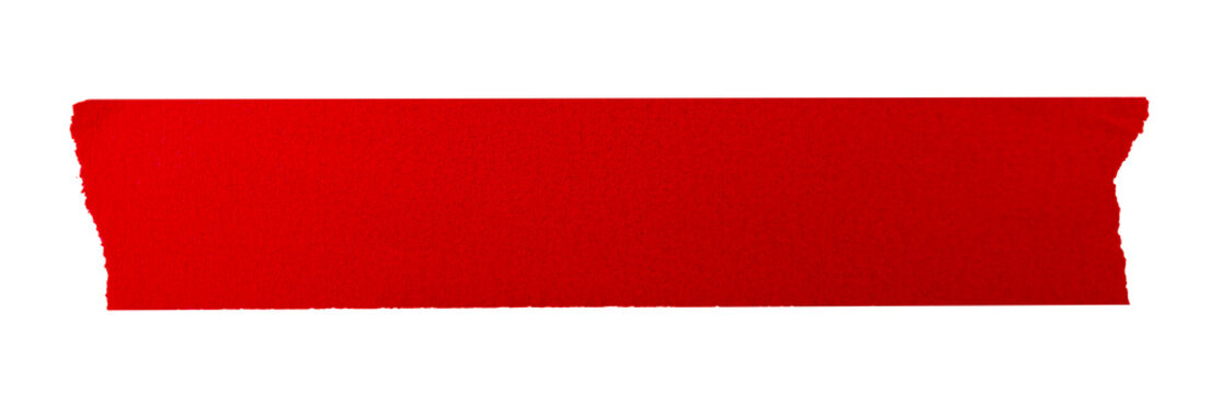 Red Masking Tape Torn Edge Title Bar Strip Isolated on White Background, Sticky Adhesive Paper Label Design Element png Transparent Background
