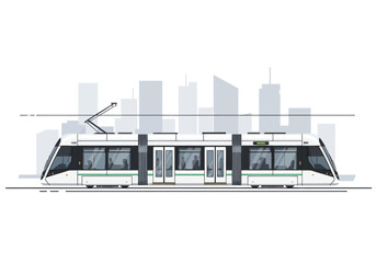 Modern Tram Design Side View Illustration. © killa