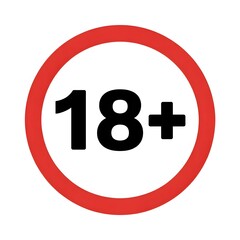 18 Plus Age Restriction Warning Sign Vector Icon Isolated on White Background for Adult Only Content