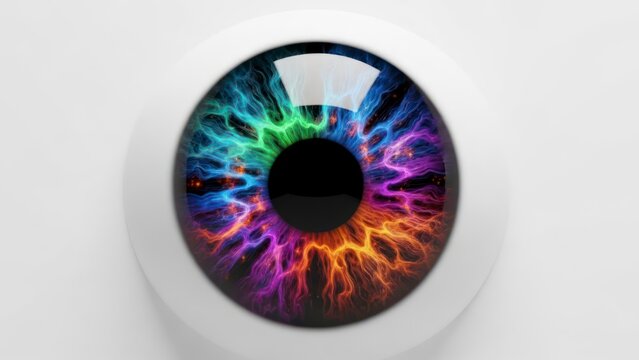 Colorful human eye iris pattern.