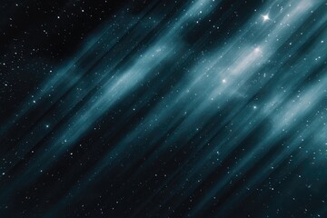 Abstract cosmic background with glowing light rays and stars in deep space.