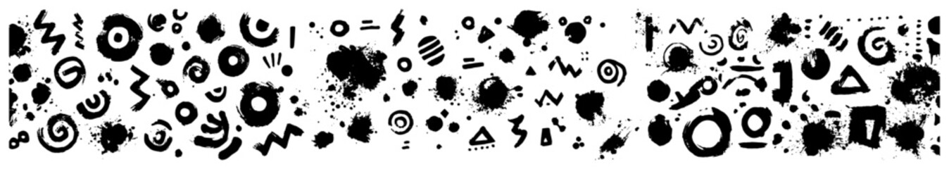 Large collection of hand drawn grunge ink doodles and abstract geometric symbols