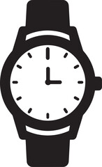 Analog Wristwatch Silhouette Icon, Time Vector