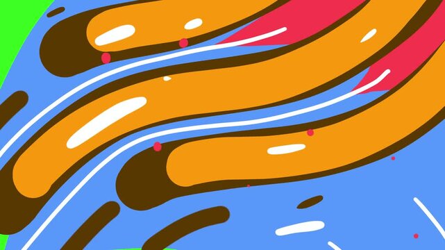 Stunning Cartoon Colorful Abstract Flowing Liquid Motion Full Screen Wipe Transition Green Screen