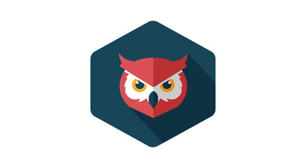 Fototapeta premium Red Owl Illustration Inside Hexagon Shape.