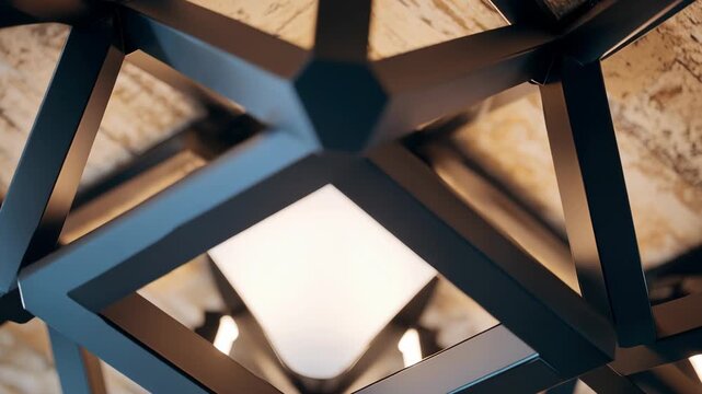 Medium shot of a geometric ceiling fixture showcasing crisp angles and symmetry adding a modern architectural charm to an indoor space.