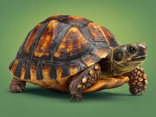 Fototapeta premium turtle small natural isolated on a green background