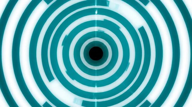 Abstract concentric dashed blue circles with central black hole
