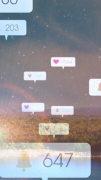 Vertical video: Panel popping, bubbles drifting, counts flipping, then fading, signaling one alert