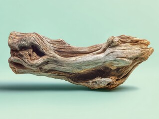 Fototapeta premium driftwood piece isolated on a green background