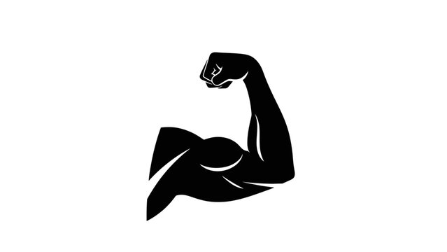 Strong Bicep Flexing Arm Silhouette Icon - Fitness and Strength Symbol