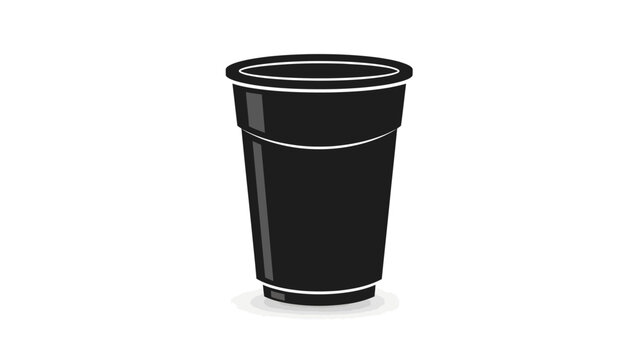Black Plastic Cup Illustration - Isolated on White Background