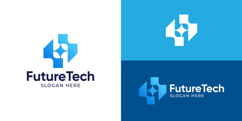 Creative modern future tech logo template. Fintech logo design vector illustration. © Hi_std