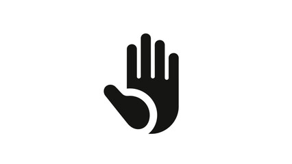 Obraz premium Black stop hand icon on white background, prohibition symbol