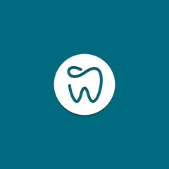 Minimal Monoline Tooth Logo in Circle Frame Vector Illustration