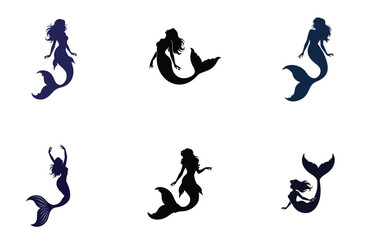 Obraz premium Mermaid Silhouette Collection Vector Illustration