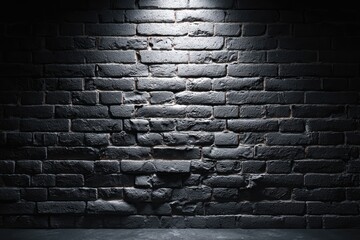 Dark brick wall with spotlight effect creating a dramatic and moody background.