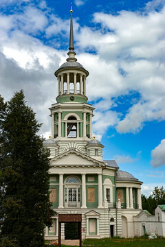 The Savior church with bell tower, tears of construction 1804 - 1811. Sts. Boris and Gleb monastery, city Torzhok, Russia