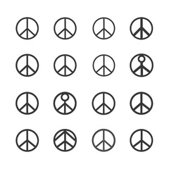 A Collection of Peace Symbol Variations in Black and White