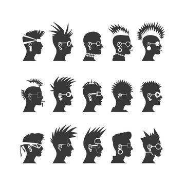 A Collection of Punk Hairstyle Silhouettes