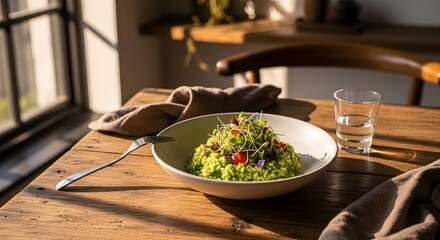 Celebrate St. Patricks Day with a vibrant, healthy green meal, beautifully presented for a festive and wholesome dining experience